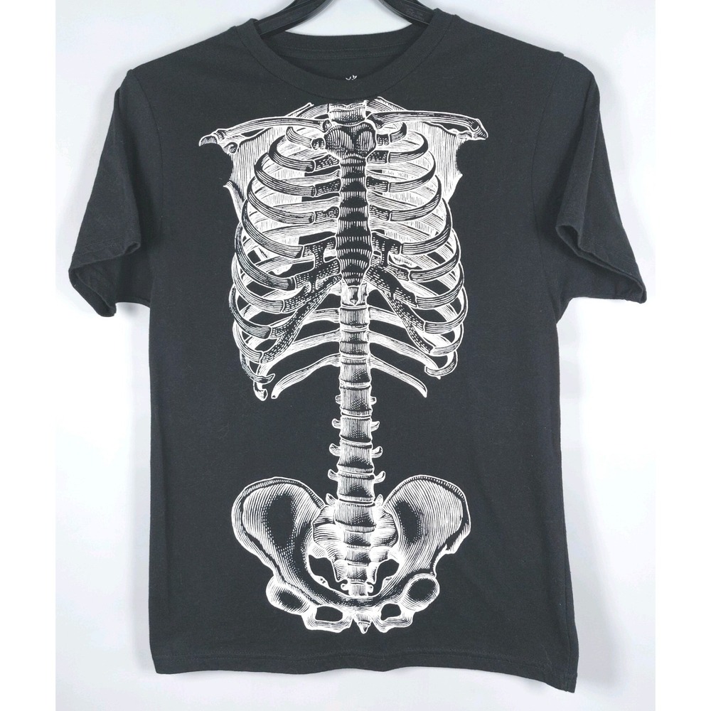 Celebrate Halloween Skeleton Torso Graphic Tee Black T-Shirt  Size Small